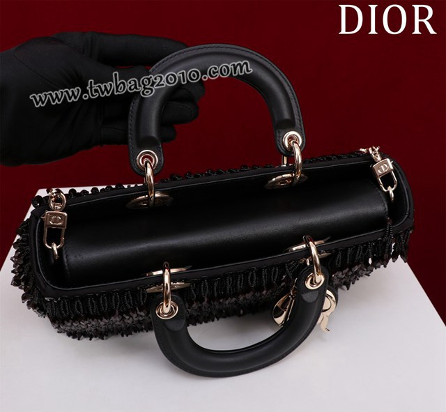 Dior专柜新款迪奥高仿原单Lady-Joy手工珠绣手提女包 djfk1291